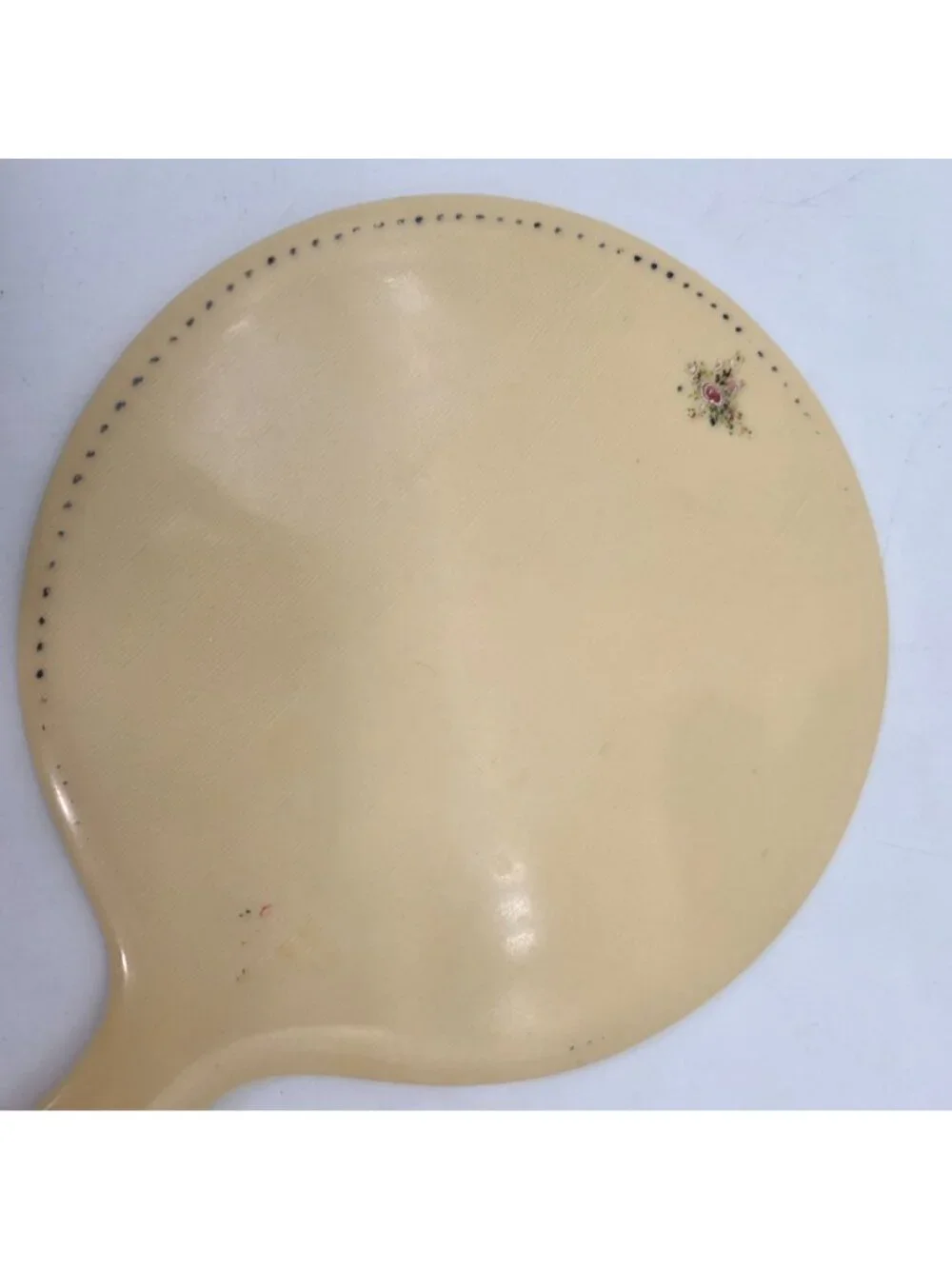Vintage Ivory Celluloid Hand Mirror Round by Lyra Lin Dubarry